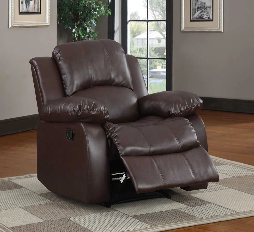 Benzara Bonded Leather Recliner Chair, Brown