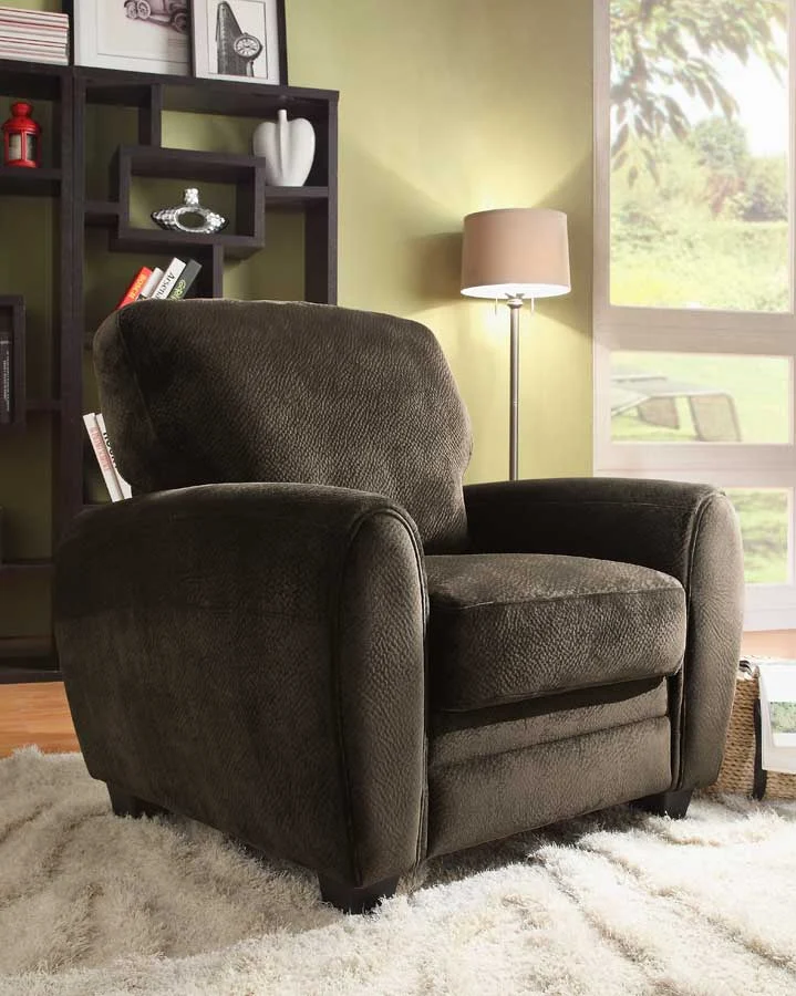 Benzara Microfiber Upholstered Cushioned Accent Chair In Chocolate Brown