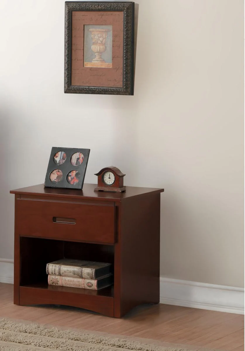Benzara Wooden Mid Century Nightstand With One Drawer In Coffee Brown