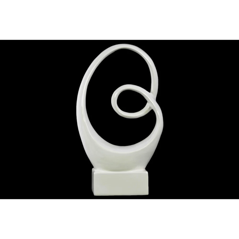 Benzara Abstract Ceramic Sculpture In Glossy White