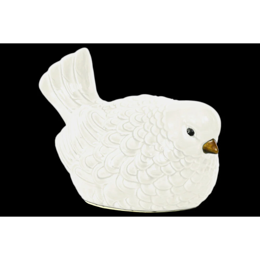 Benzara Nodding Bird Figurine In Ceramic, Glossy White