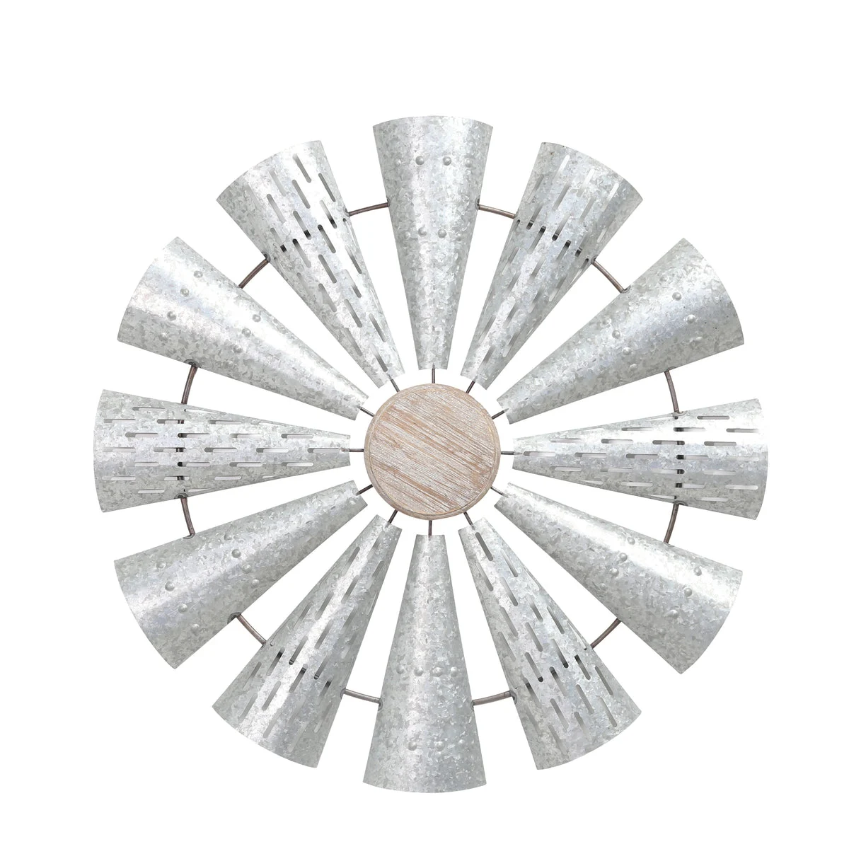 Benzara Decorative Wood and Metal Windmill Wall Decor, Gray