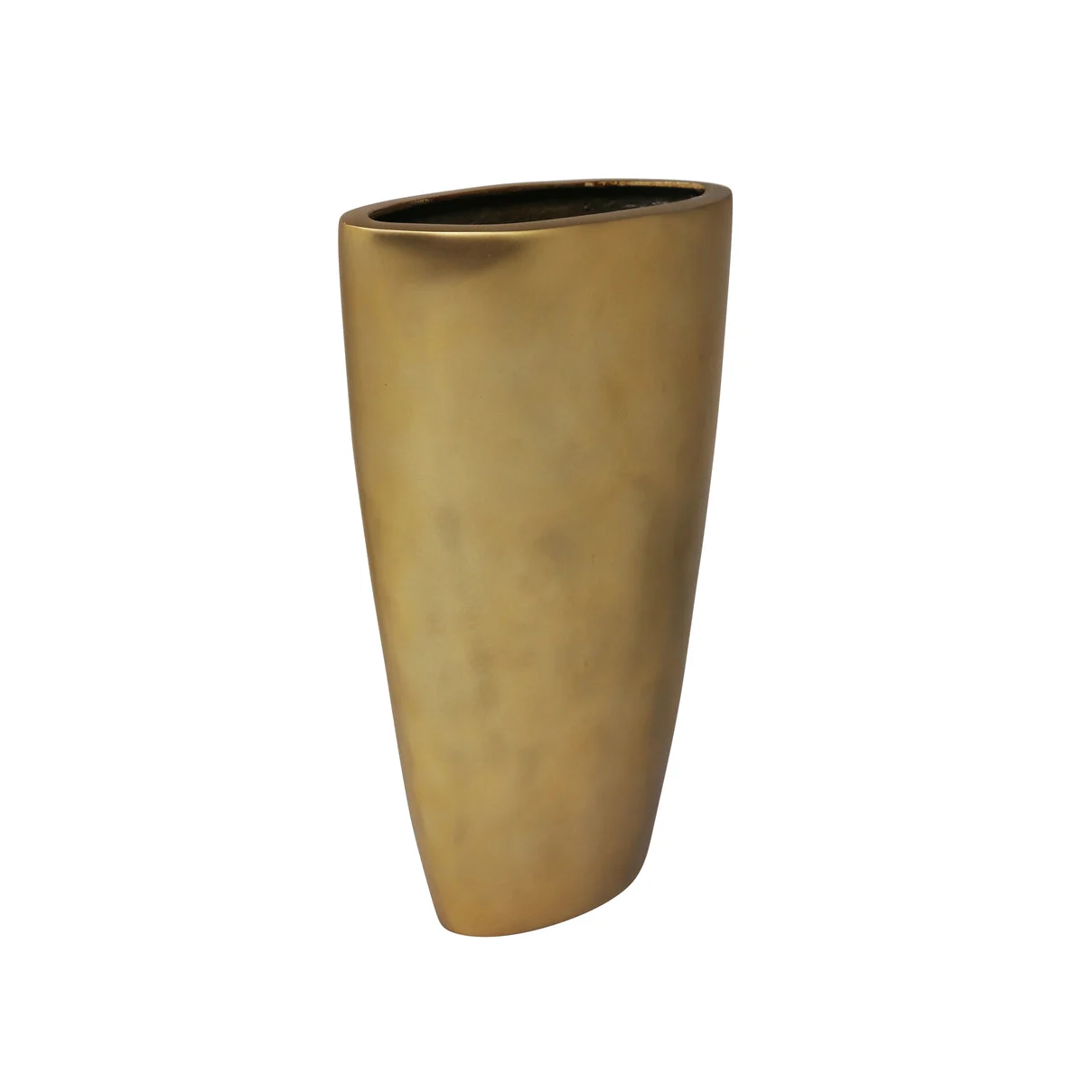 Benzara Decorative Oval Shaped Aluminium Vase, Large, Gold