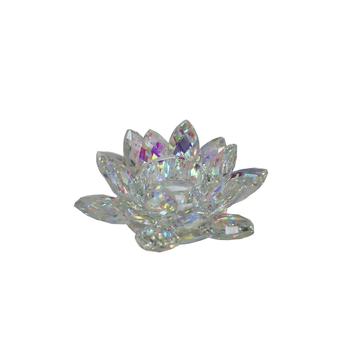 Benzara Crystal Lotus Votive Tealight Candle Holder, Multicolor