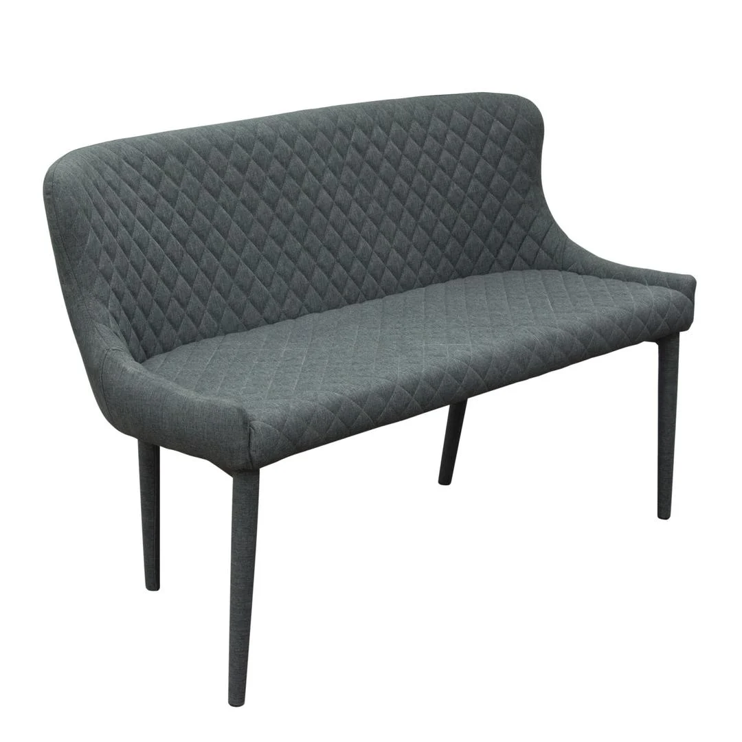 Benzara Polyester Upholstered Bench with Diamond Tufted Design and Metal Legs, Gray, Set of Two