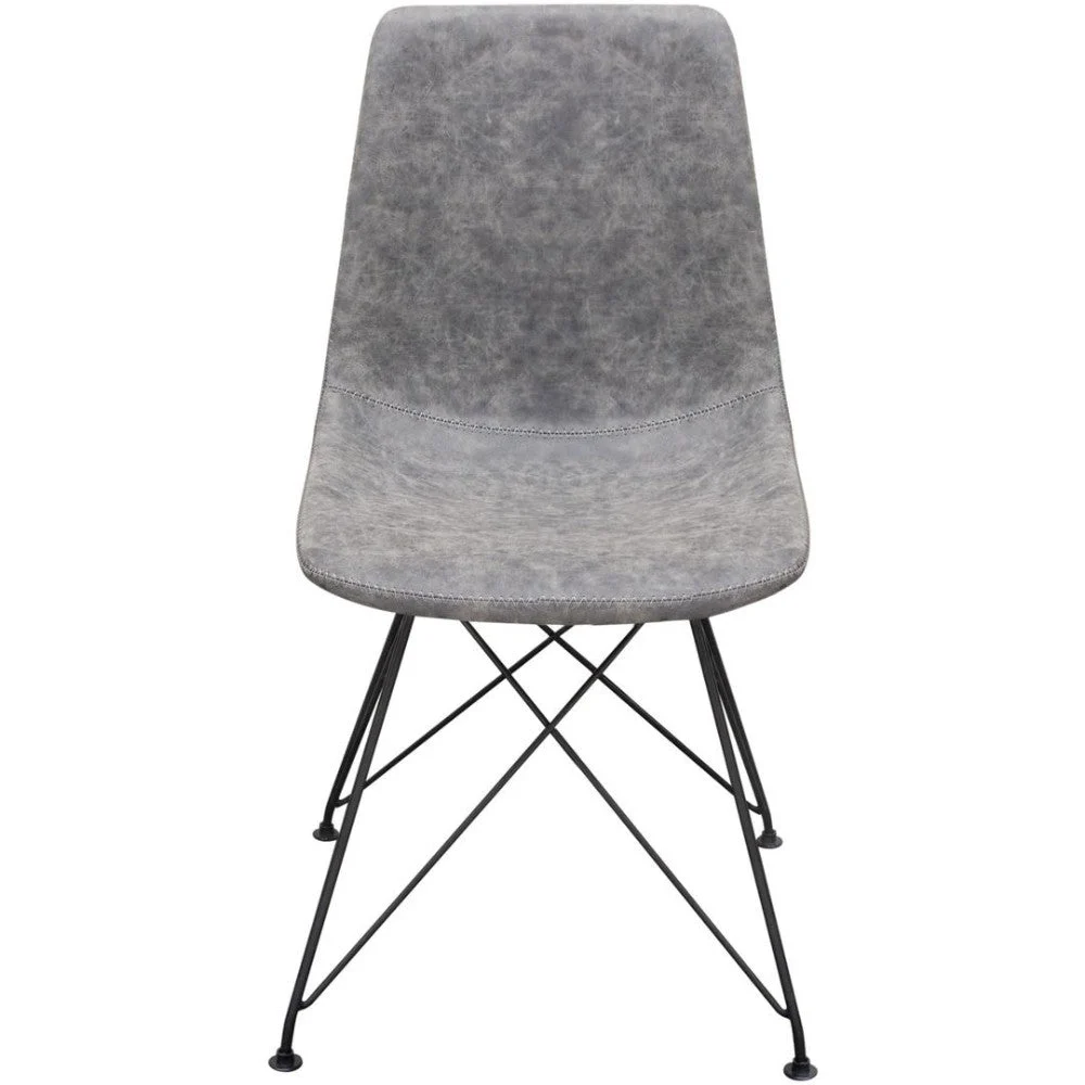 Benzara Leatherette Upholstered Dining Chair with Metal Legs, Gray and Black, Set of 4