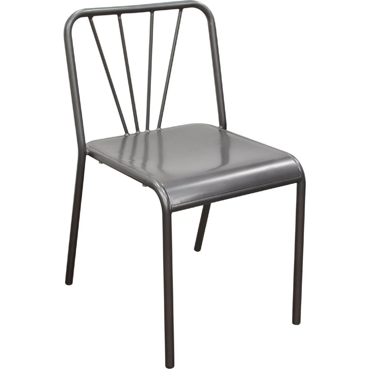 Benzara Vintage Style Metal Dining Chairs with Slat Style Back, Gray, Pack of Two