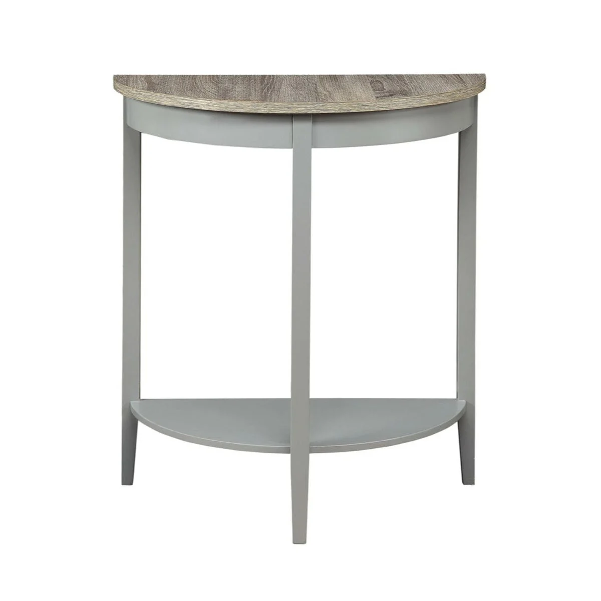Benzara 28 Inch Wooden Half Moon Console Table with Bottom Shelf, Gray