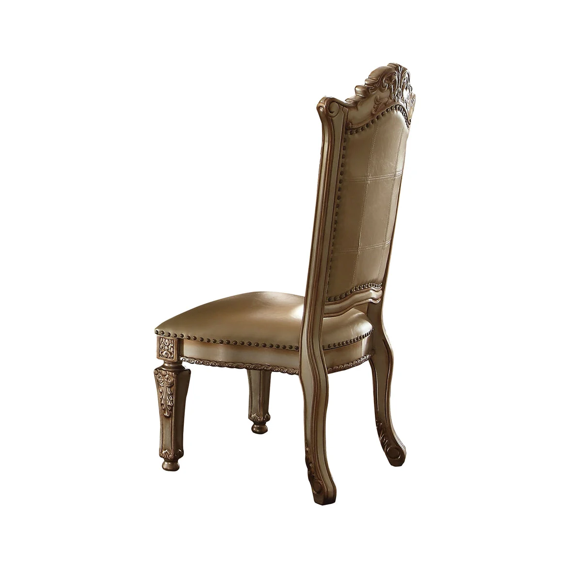 Benzara Button Tufted Side Chair with Carved Motifs, Set of 2, Gold