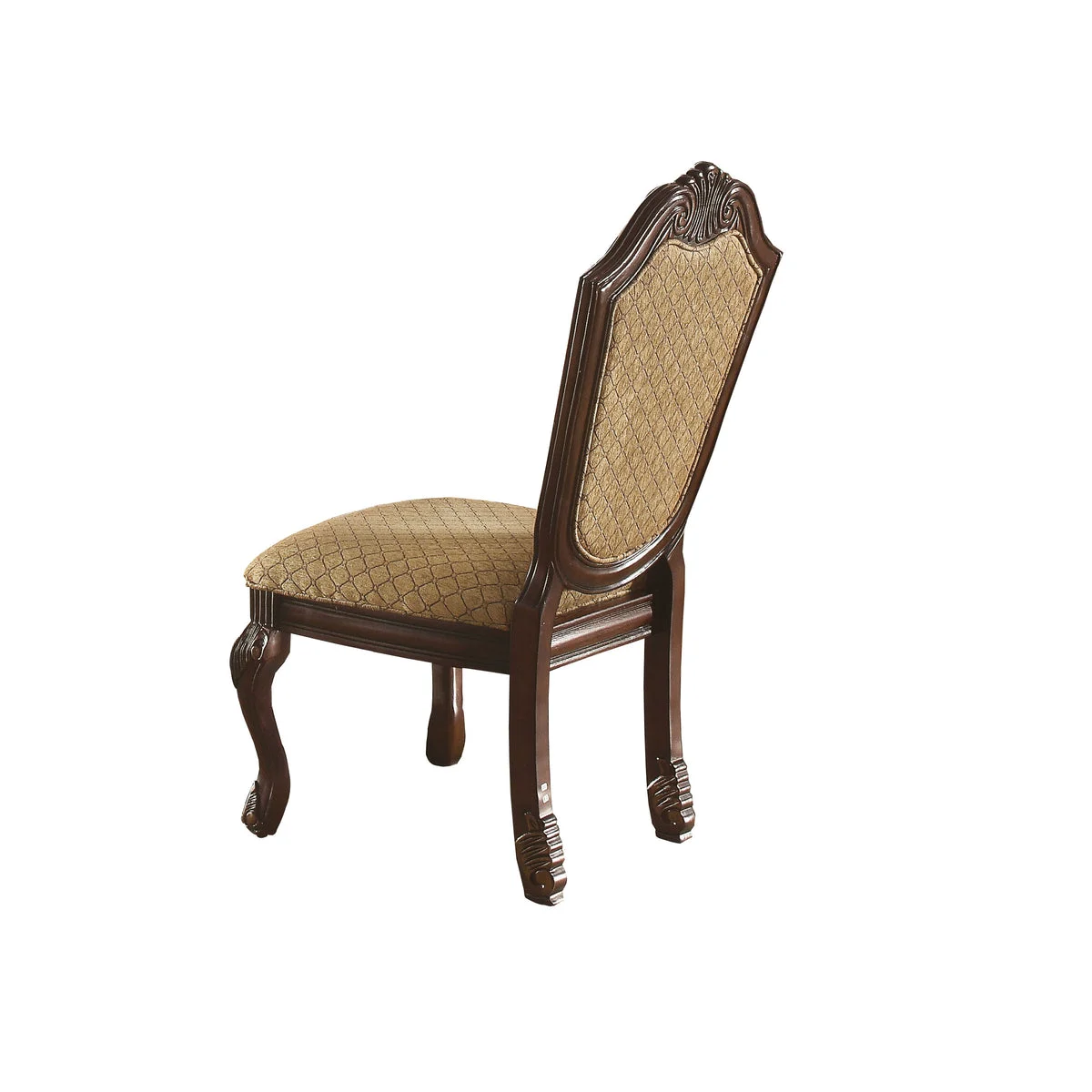 Benzara Wooden Side Chair with Fabric Upholstered Seat and Back, Brown and Beige, Set of 2