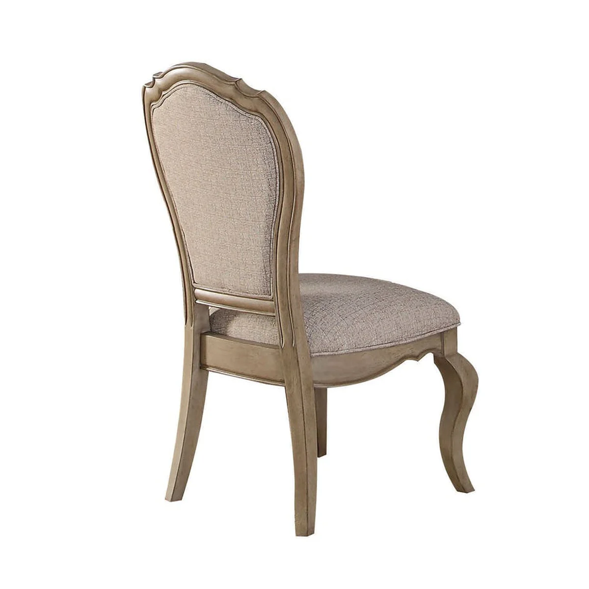 Benzara Fabric Upholstered Side Chair with Button Tufting Back, Beige and Gray, Set of 2