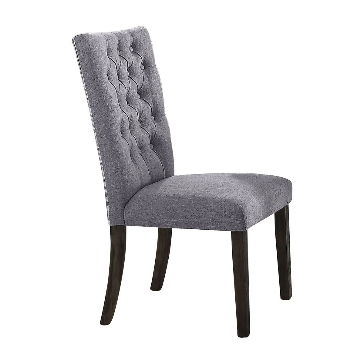 Benzara Fabric Upholstered Wooden Side Chair with Nail Head Trim Accents, Gray and Brown, Set of 2