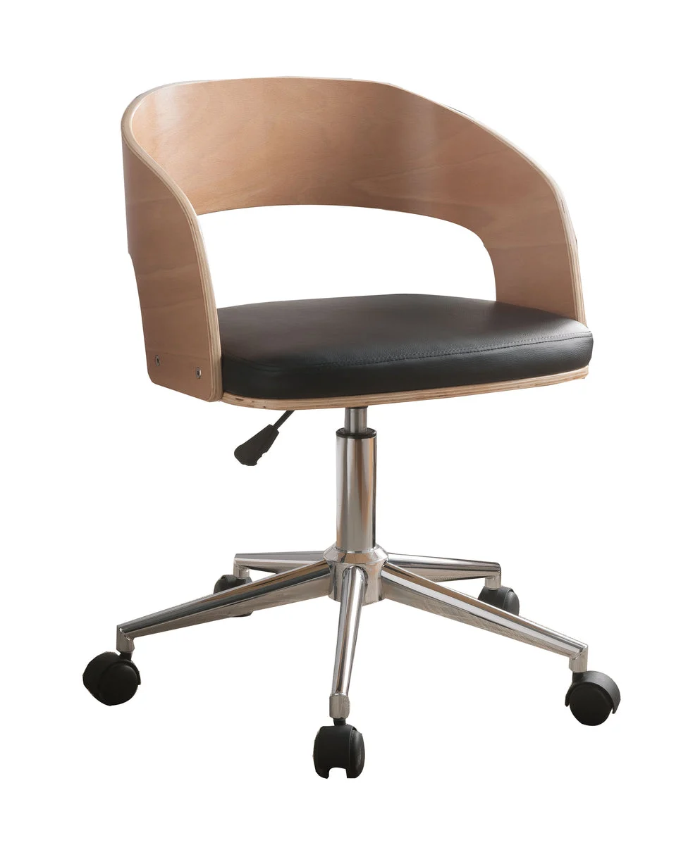 Benzara Faux Leather Office Chair Adjustable Height Swivel, Black