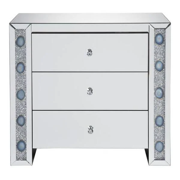 Benzara BM191447 Wooden Framed Mirrored Console Table, Silver