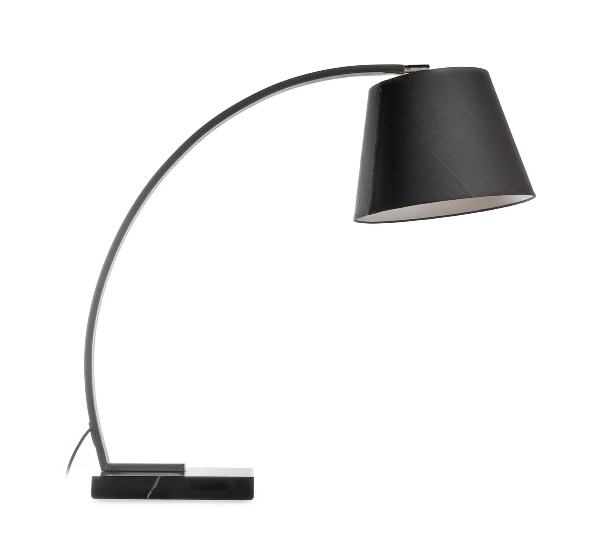 Benzara Metal Table Lamp with Fabric Adjustable Shade and Curved Arms, Black