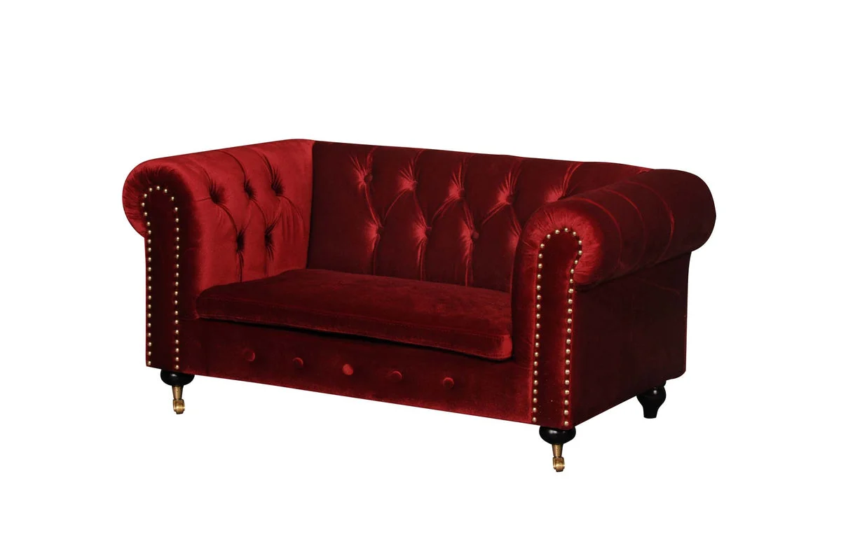 Benzara Velvet Upholstered Wooden Kids Sofa with Button Tufting, Red