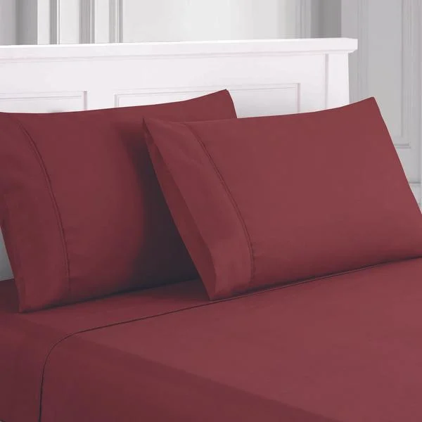 The Urban Port BM202410 Lanester 4 Piece Deep Pocket King Size Microfiber Sheet Set, Red