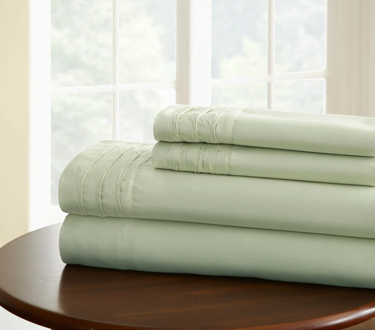 Asti 4 Piece 1000 Thread Count Pintuck Hem Full Size Sheet Set The Urban Port, Green