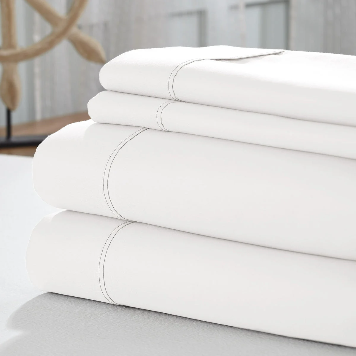 Como 4 Piece 1800 Thread Count Full Size Cotton Sheet Set The Urban Port, White