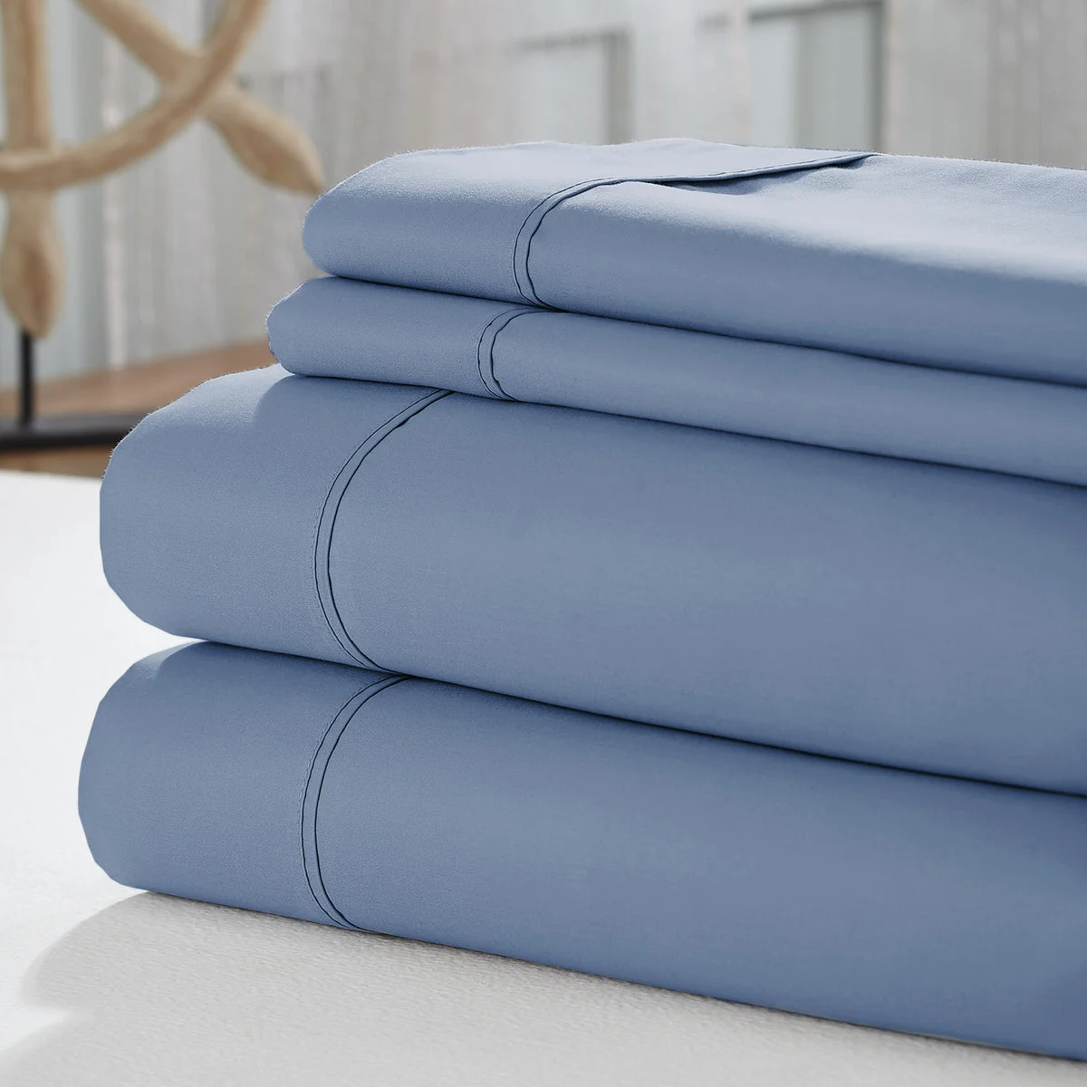 Como 4 Piece 1800 Thread Count Full Size Cotton Sheet Set The Urban Port, Dark Blue