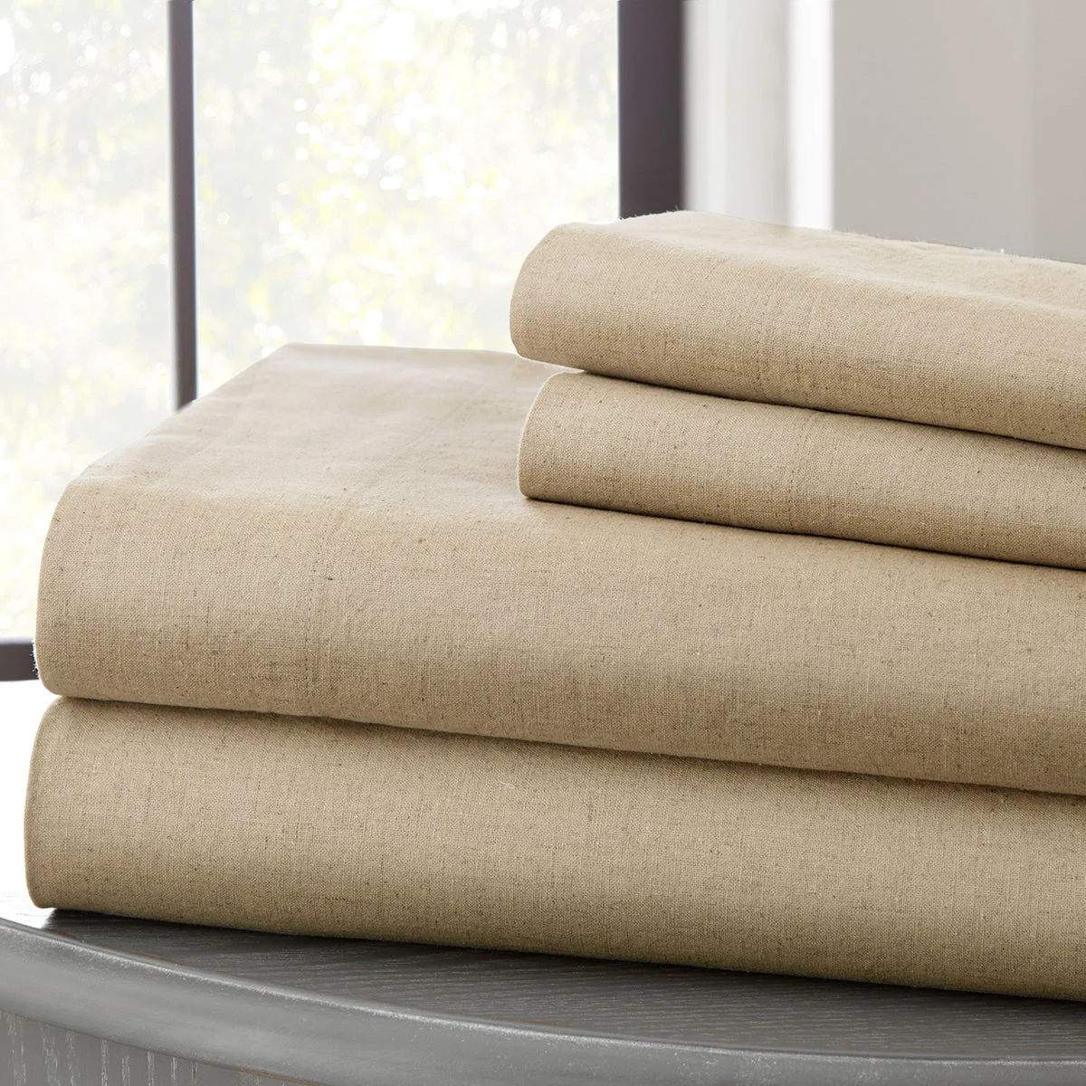 Nice 4 Piece Queen Size Cotton Sheet Set The Urban Port, Beige