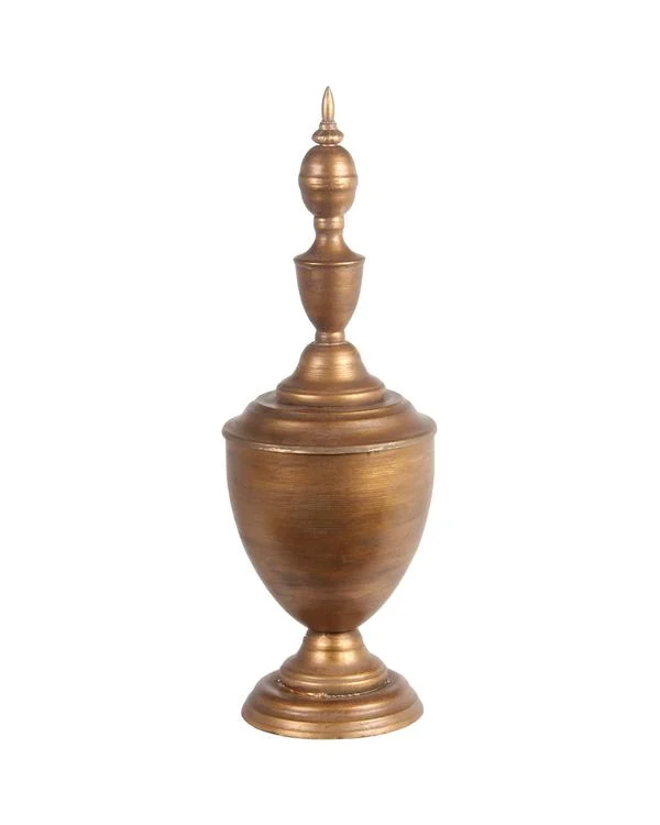 Benzara Traditional Decorative Metal Finial with Pointed Top, Large, Gold