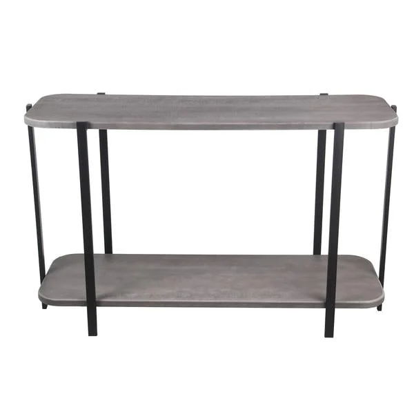 Benzara Wood and Metal Console Table with Bottom Shelf, Gray and Black