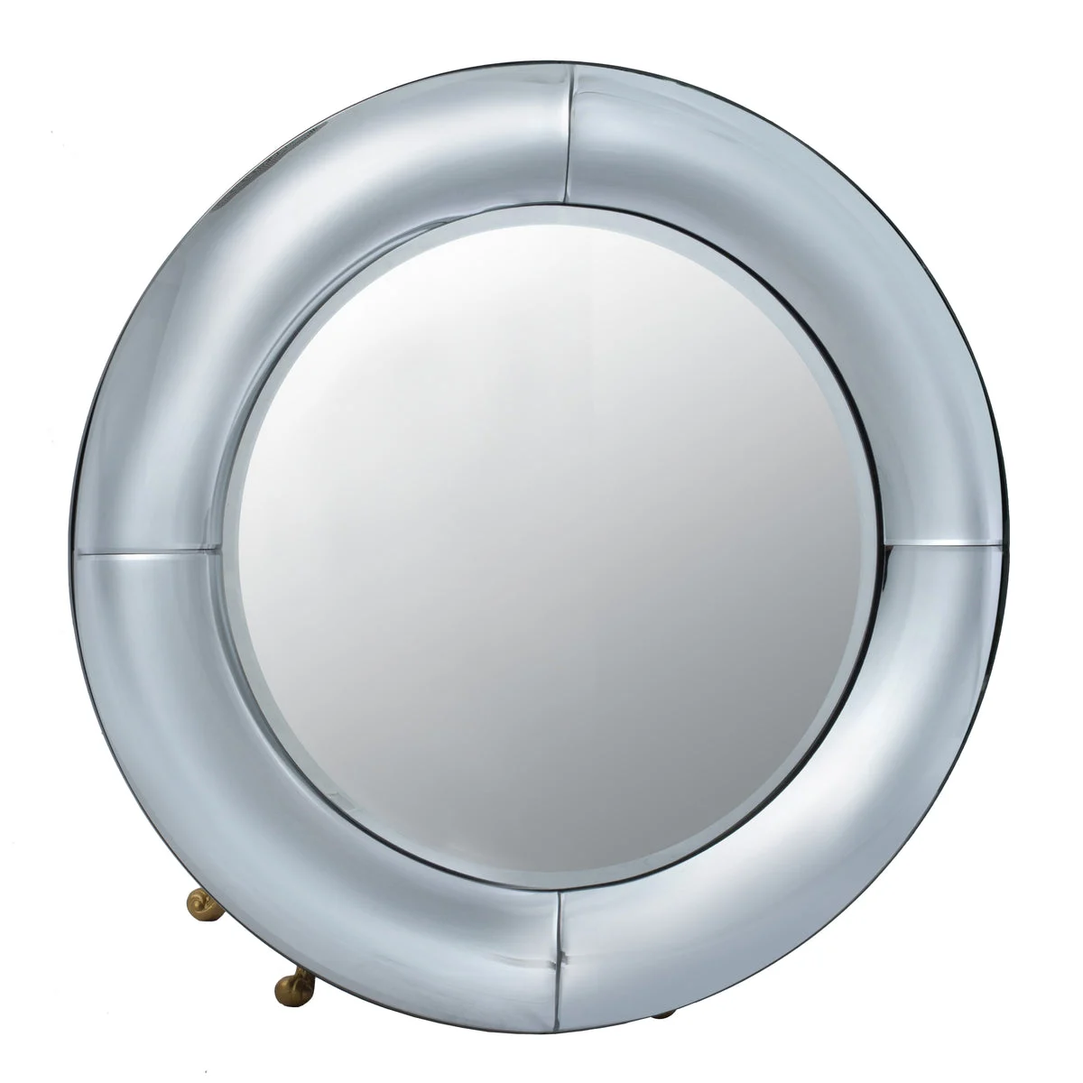 Benzara Vintage Style Metal Frame Round Wall Mirror, Silver