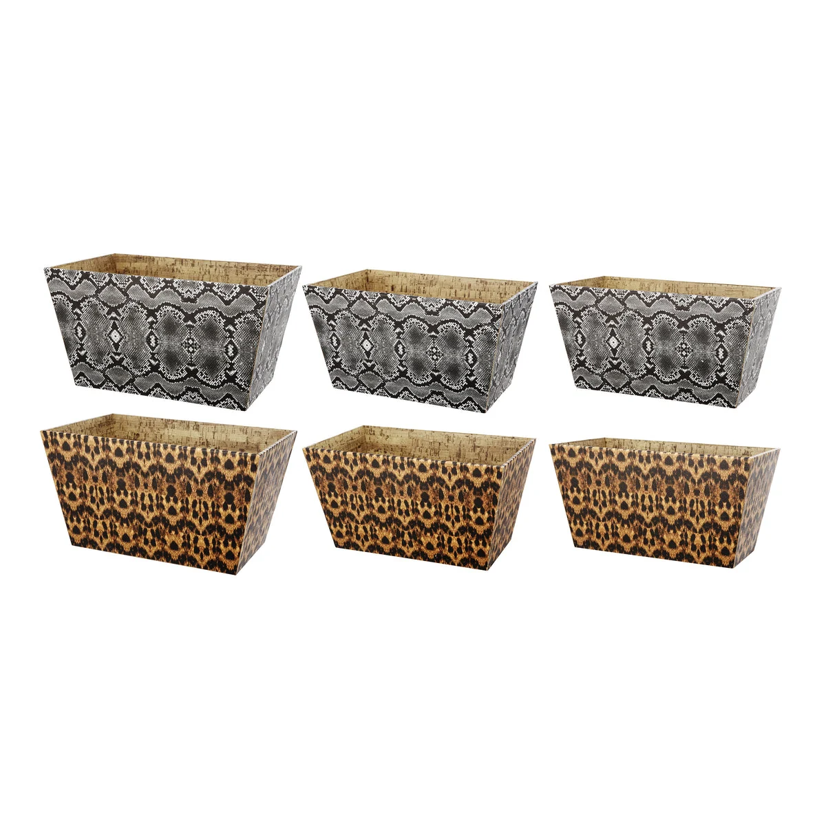 Benzara Rectangular Storage Bins with Narrow Bottom, Set of 6, Brown & Gray