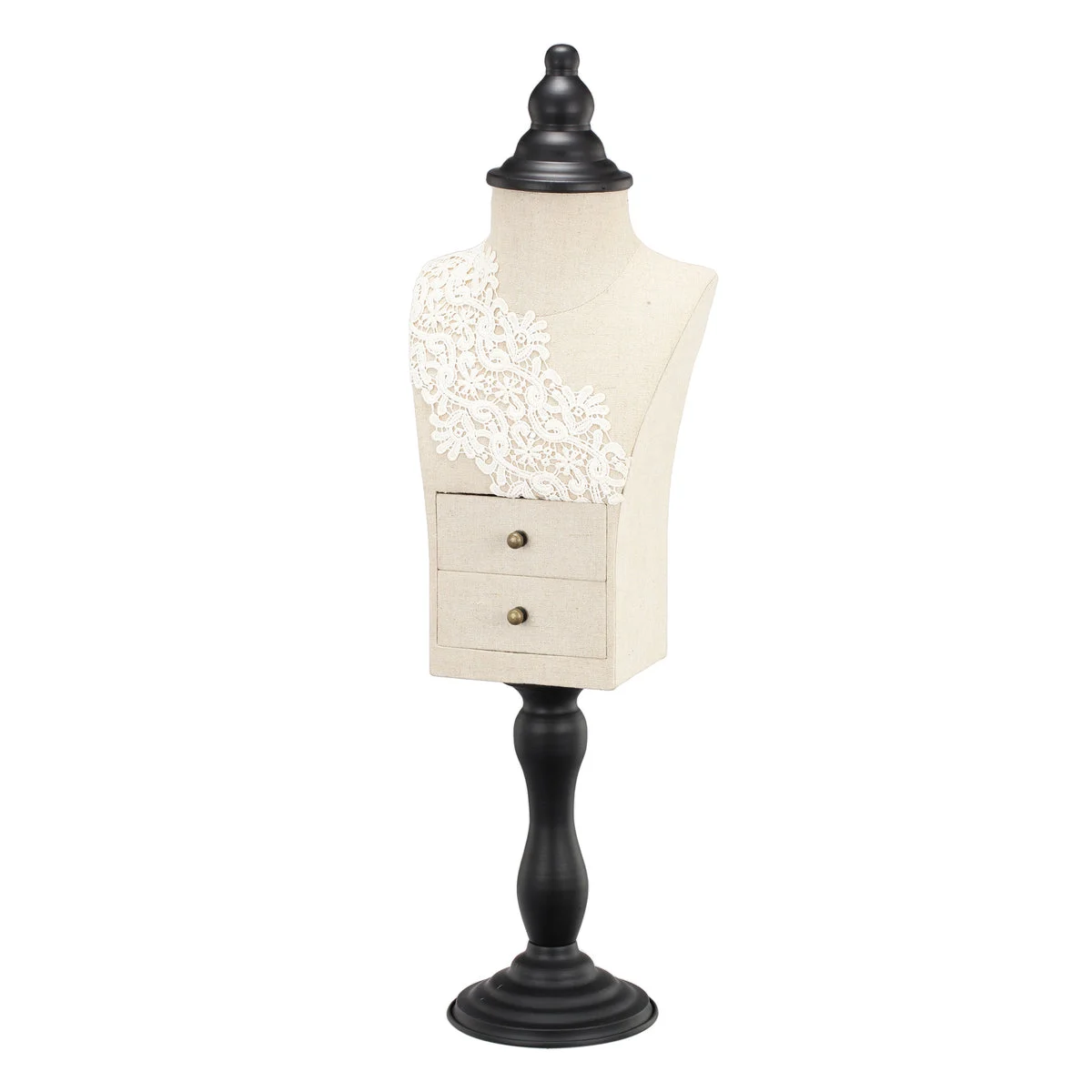 Benzara Contemporary Art Style Jewellery Stand with Two Drawers, Beige