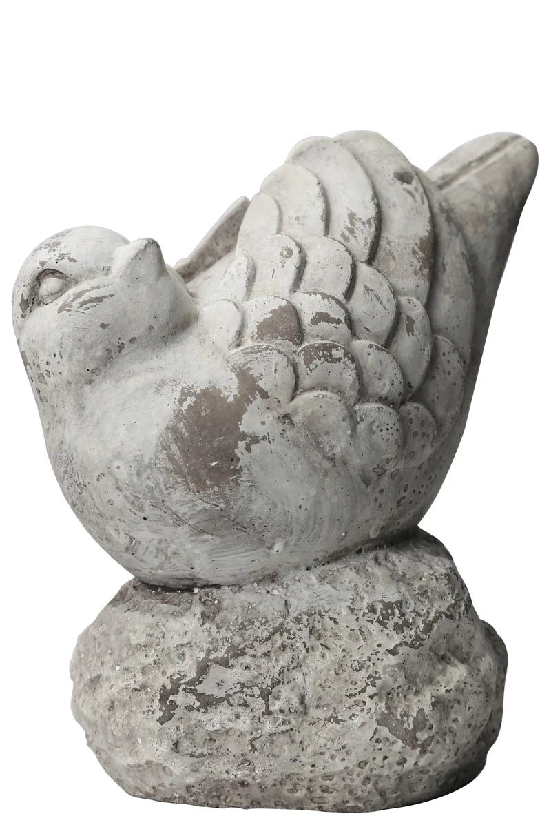 Benzara Cement Bird Figurine in Upright Position with Hollow Base, Small, Gray