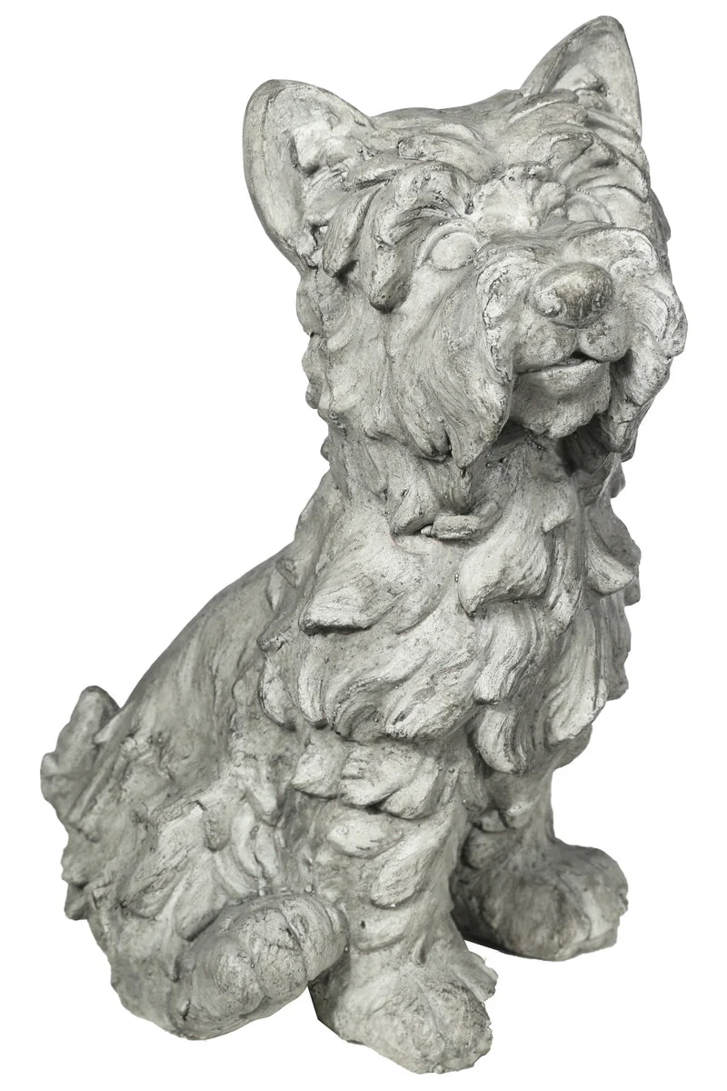Benzara Nowwich Terrier Dog Fibers Tone Figurine in Sitting Position,Distressed Gray