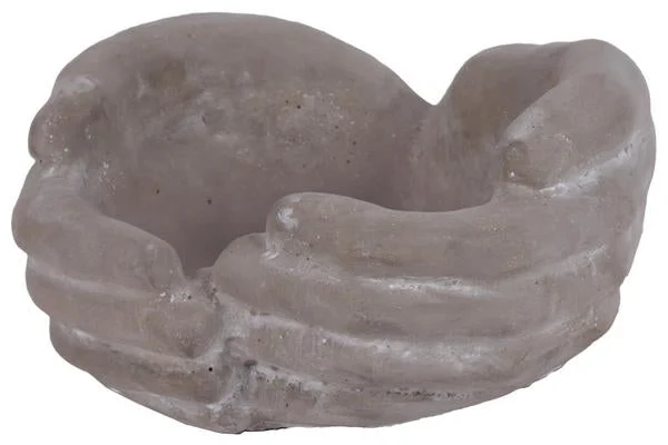 Benzara Transitional Closed Hand Shape Cement Bird Feeder, Weathered Gray