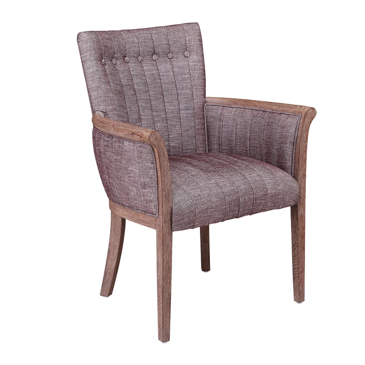 Benzara Fabric Upholstered Tufted Back Accent Chair with Fla Arms, Brown