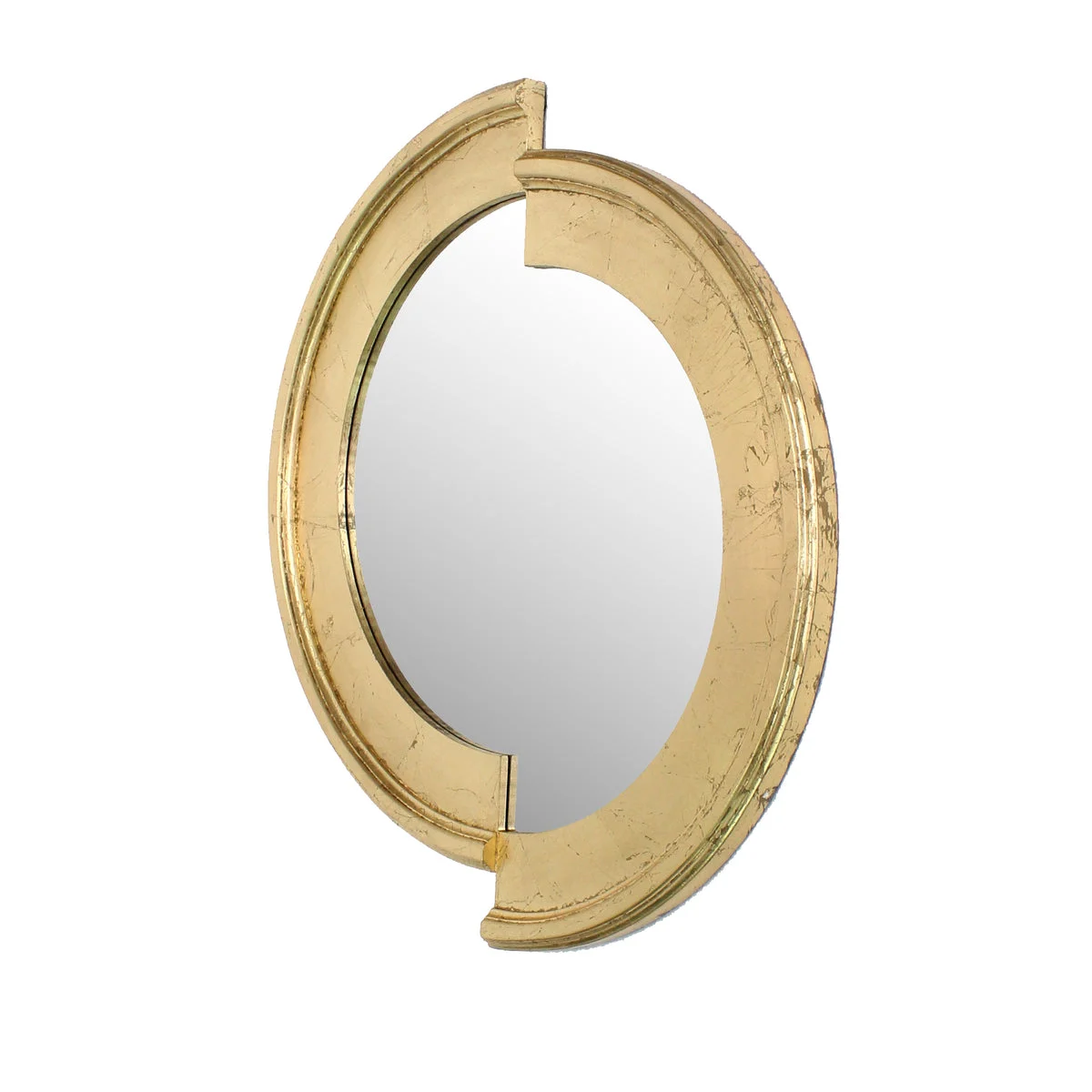 Benzara Semicircle Wooden Dressing Mirror with Interlaced Pattern Design, Gold
