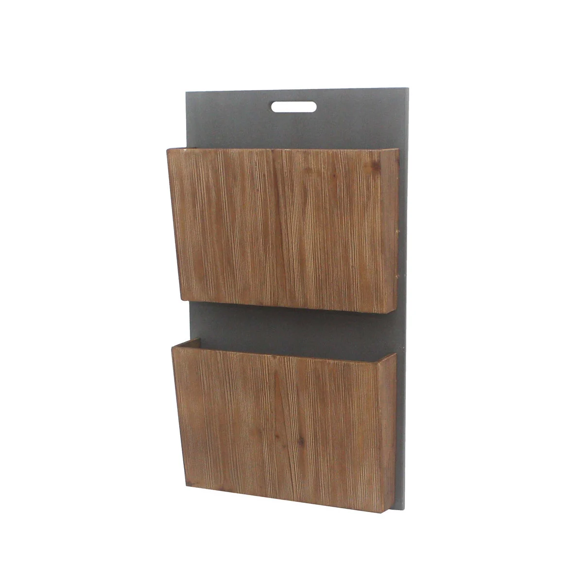 Benzara Wooden 2 Tier Functional Wall Magazine Rack, Brown and Black