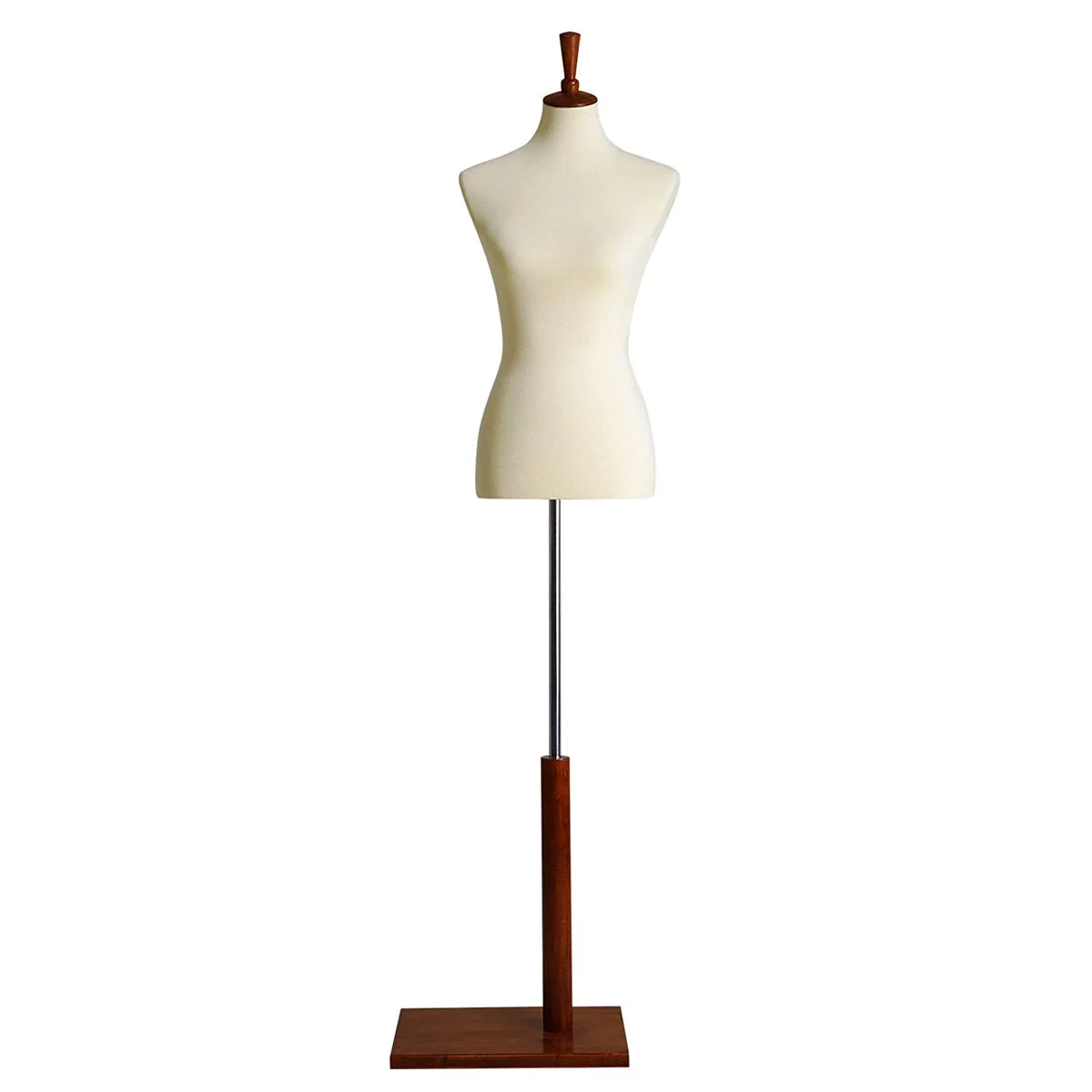 Benzara Female Mannequin Torso Body with Adjustable Stand, White and Brown