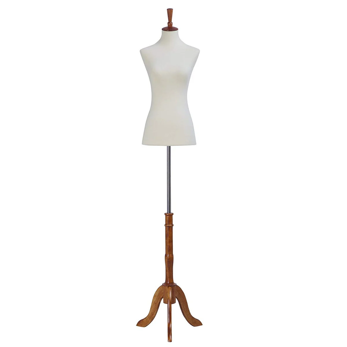 Benzara Female Mannequin Torso Body with Adjustable Tripod Stand, White and Brown