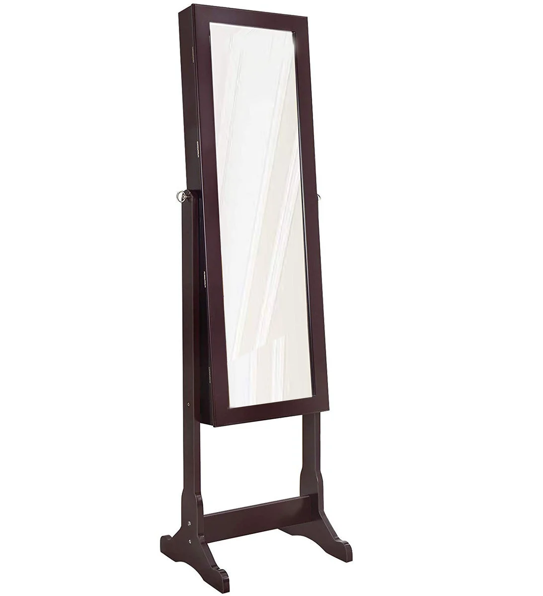 Benzara Freestanding Jewelry Organizer Cabinet with Multiple Hooks, Brown