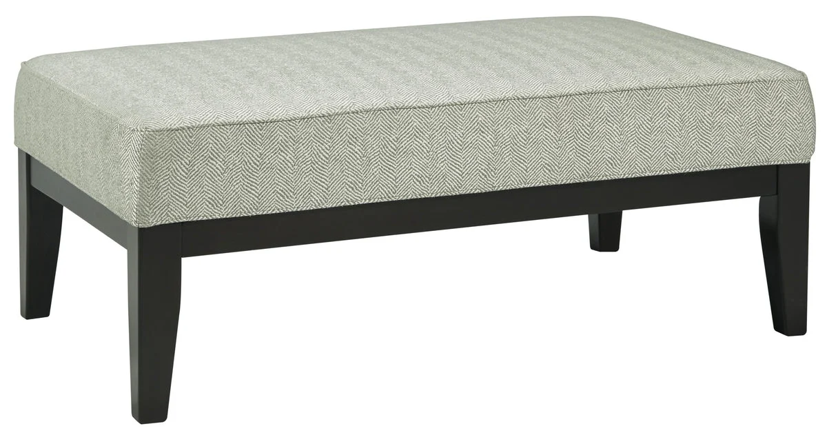 Benzara Contemporary Style Wooden Oversized Ottoman with Herringbone Pattern, Gray
