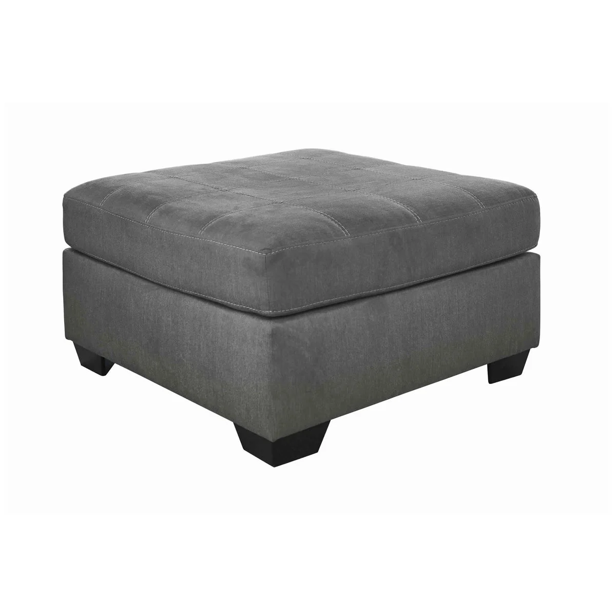 Benzara Fabric Upholstered Wooden Ottoman with Stitched Seating, Gray