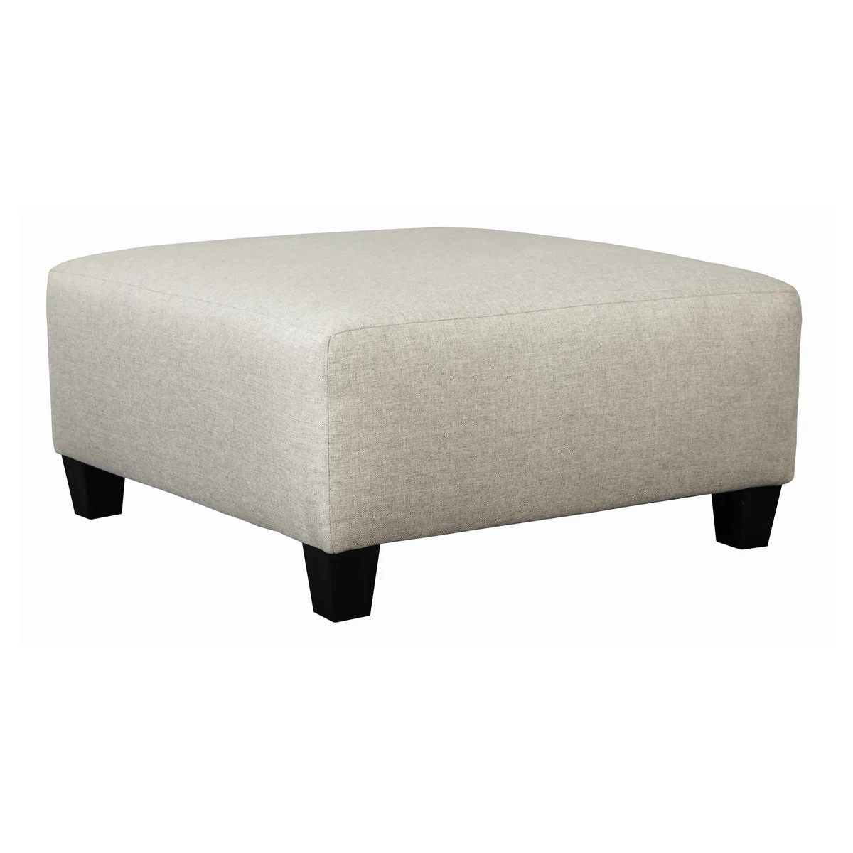 Benzara Wooden Polyester Upholstered Oversized Ottoman with Tapered Legs,Offwhite