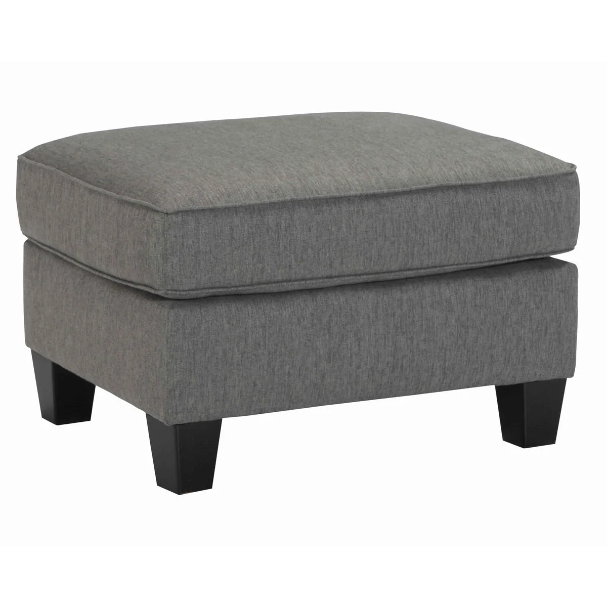 Benzara Wooden Polyester Upholstered Ottoman with Tapered Legs, Charcoal Gray