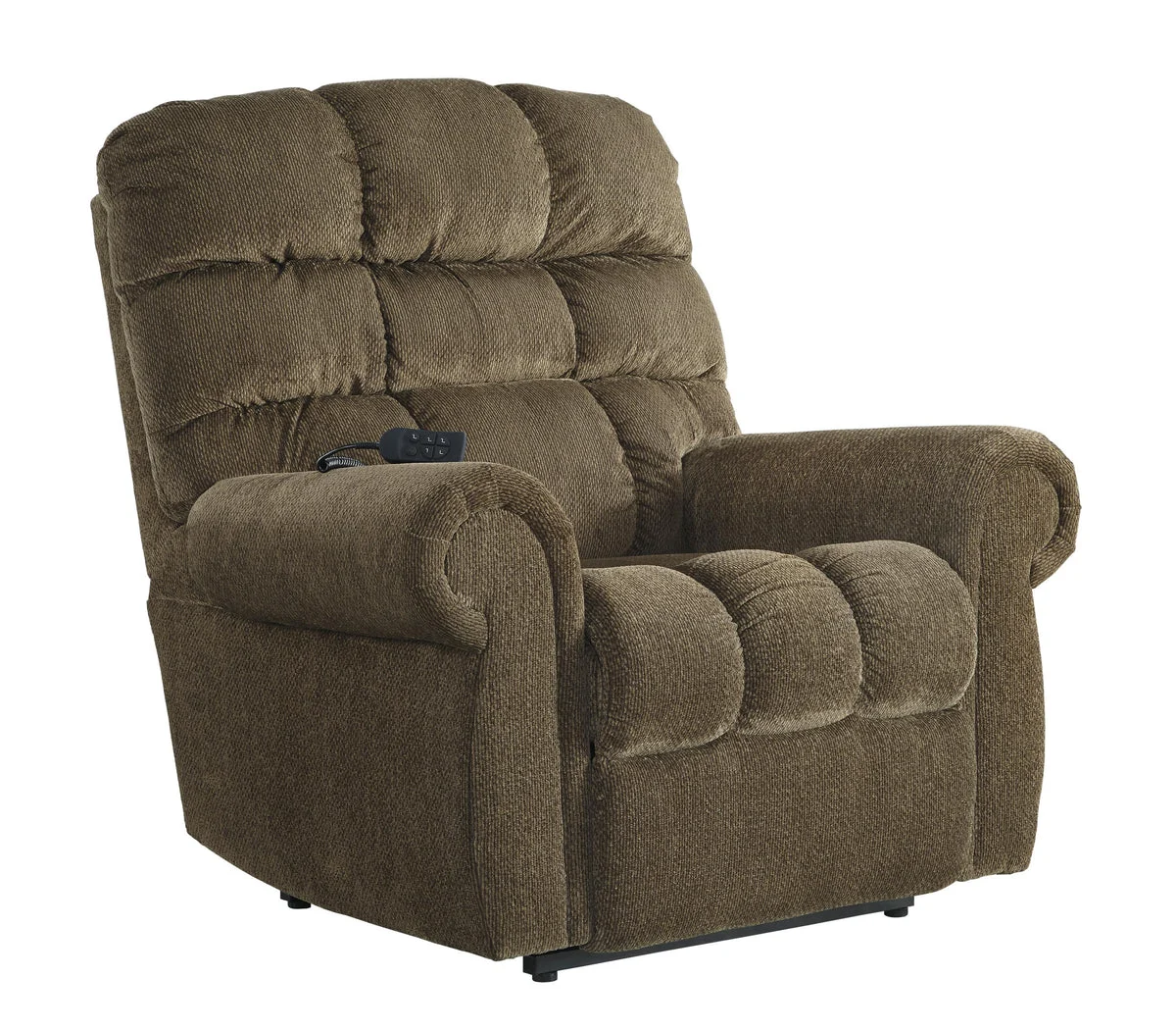 Benzara Fabric Upholstered Metal Frame Power Lift Recliner, Brown