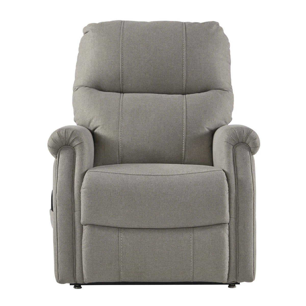 Benzara Fabric Upholstered Metal Frame Power Lift Recliner with Tufted Back, Gray