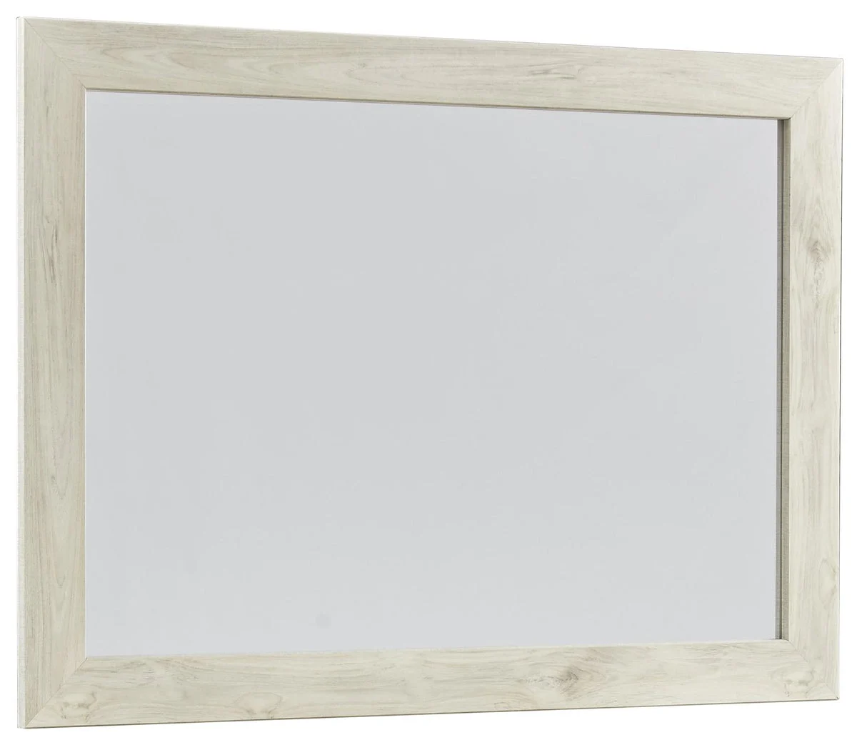 Benzara Contemporary Bedroom Mirror with Wood Grain Texture, White and Silver