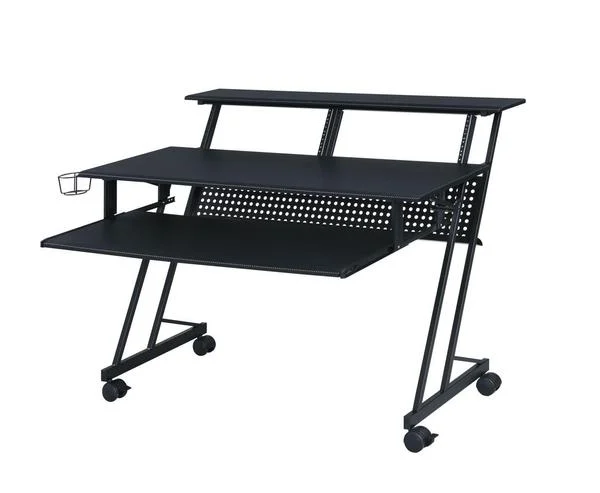 Benzara BM209622 Rectangular Top Computer Desk with Shelf, Black
