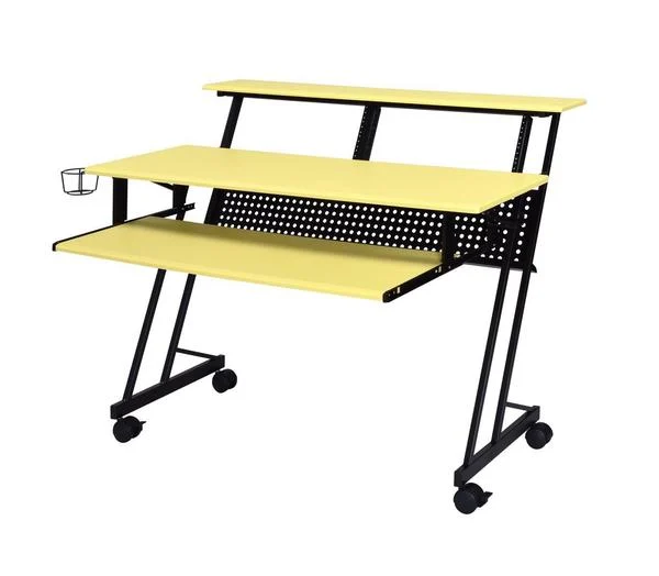 Benzara BM209624 Rectangular Top Computer Desk Black & Yellow