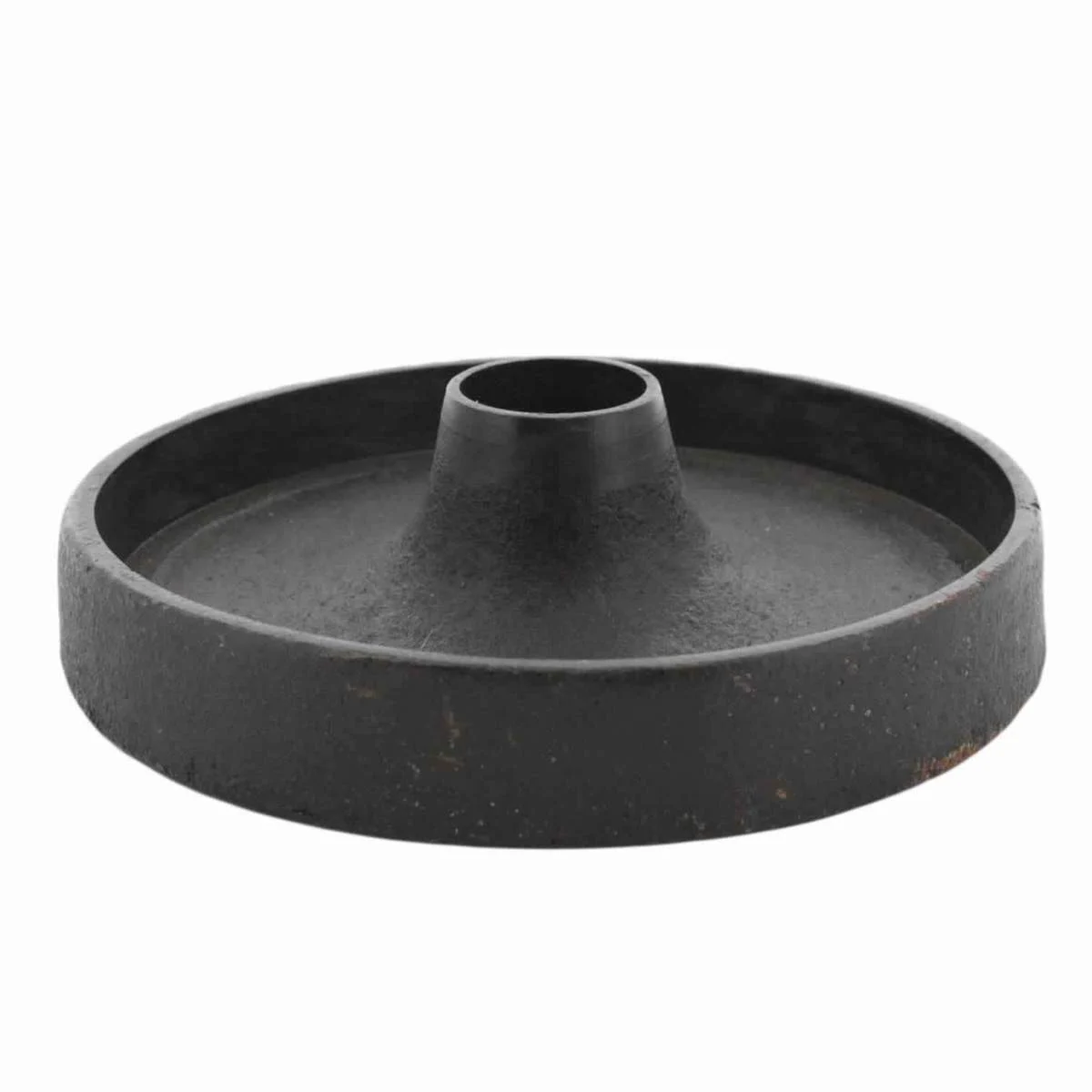 Benzara BM209729 Metal Candle Holder Trivet with Distressed Details and Round Base, Black