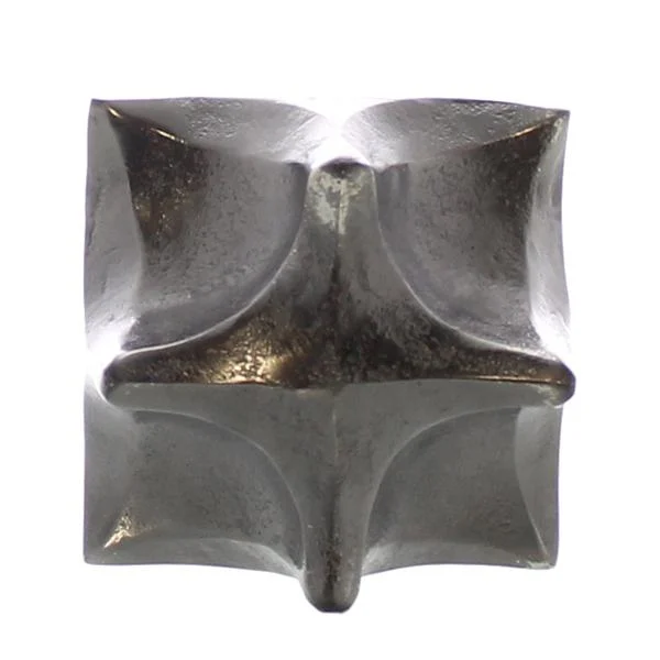 Benzara BM209742 Morphed Aluminum Cube with Cut Out Sides, Small, Silver